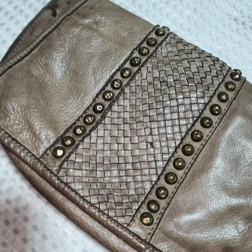 GENUINE LEATHER MADE IN ITALY WOVEN CROSSBODY BAG